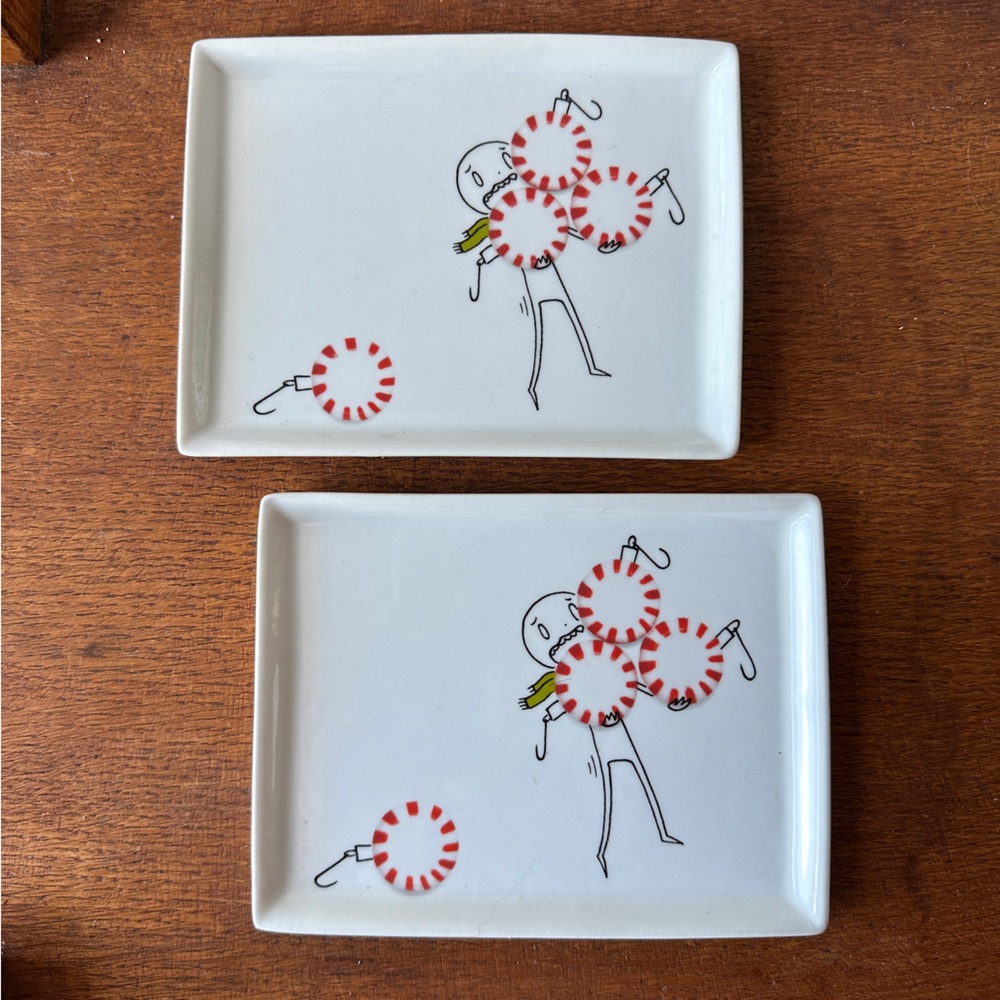 2 CB2 Peppermint Candy Plates 2012